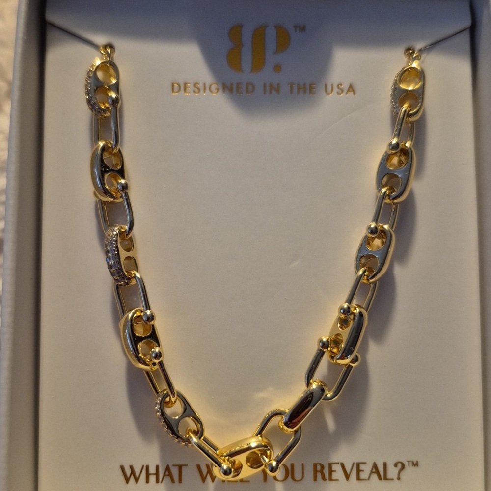 Gold Link Bracelet with Mixed Links by BP.